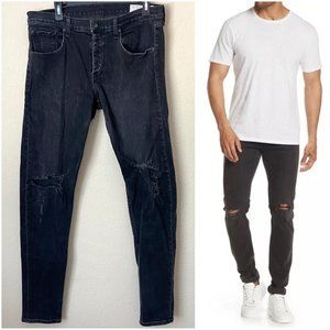 Rag & Bone Men's 36 Fit 1 Distressed Skinny Leg Charcoal Jeans in Rock